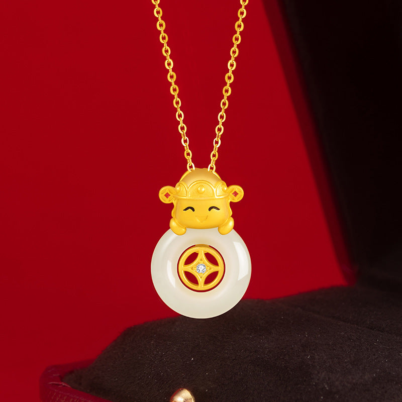 God of Wealth Nephrite Jade Necklace-Welcoming Prosperity