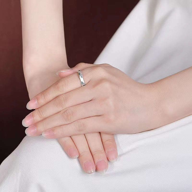 Enamel Bamboo Silver Ring-Harmony and Balance