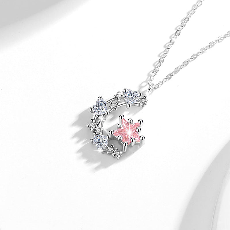 Always Beside You-Moon & Star Sterling Silver Necklace