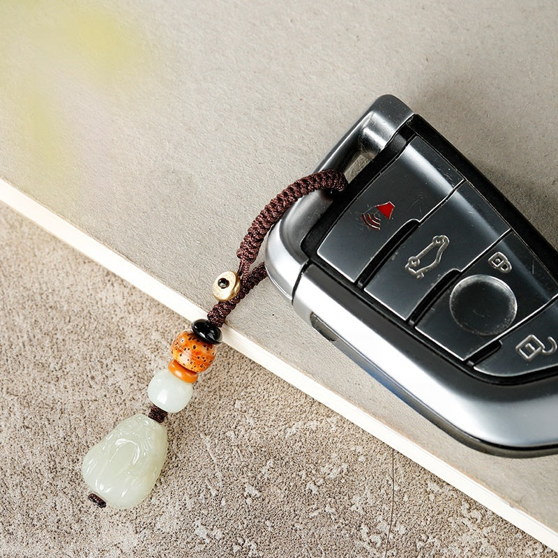 Hetian Jade Pixiu Phone Charm & Auto Keychain-Fortune Close at Hand