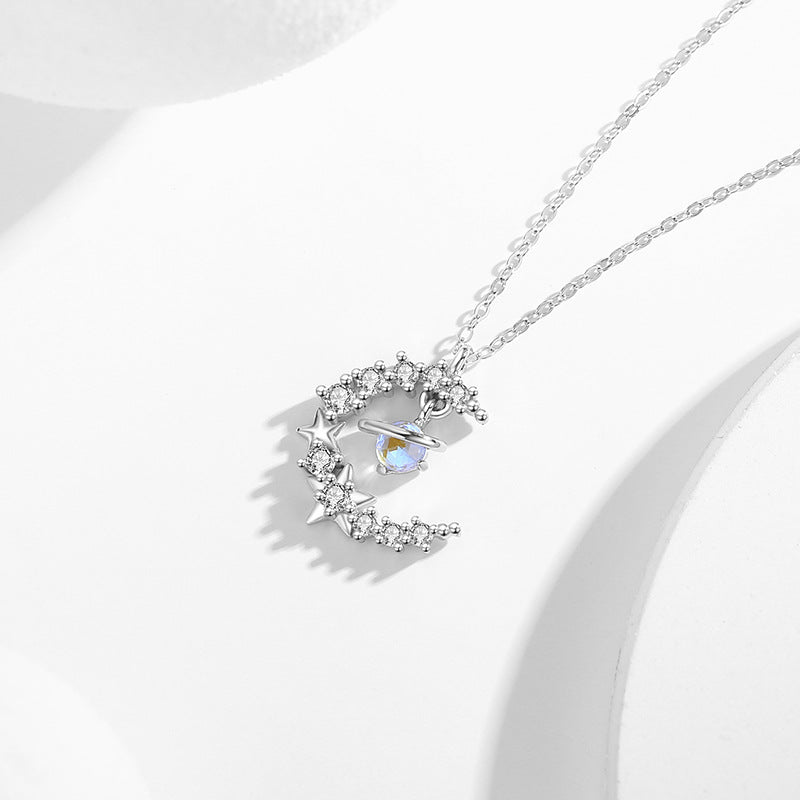 Moon and Stars S925 Silver Necklace-Kept Close