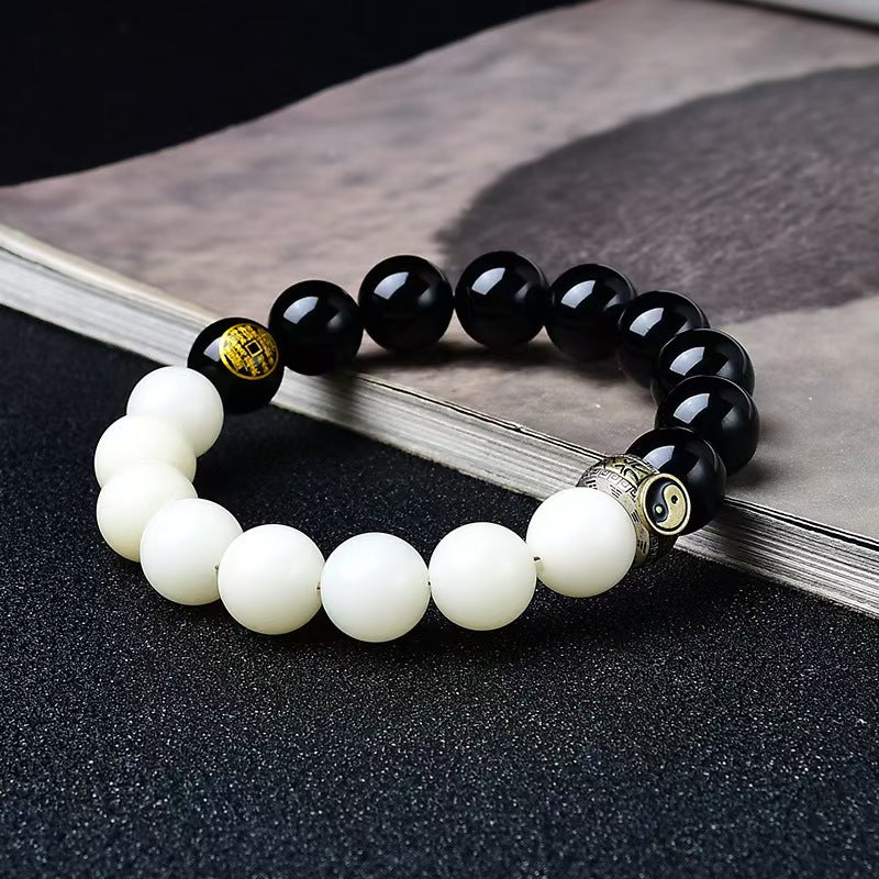 Yin Yang Balance Obsidian Ba Gua Bracelet-Protection & Harmony