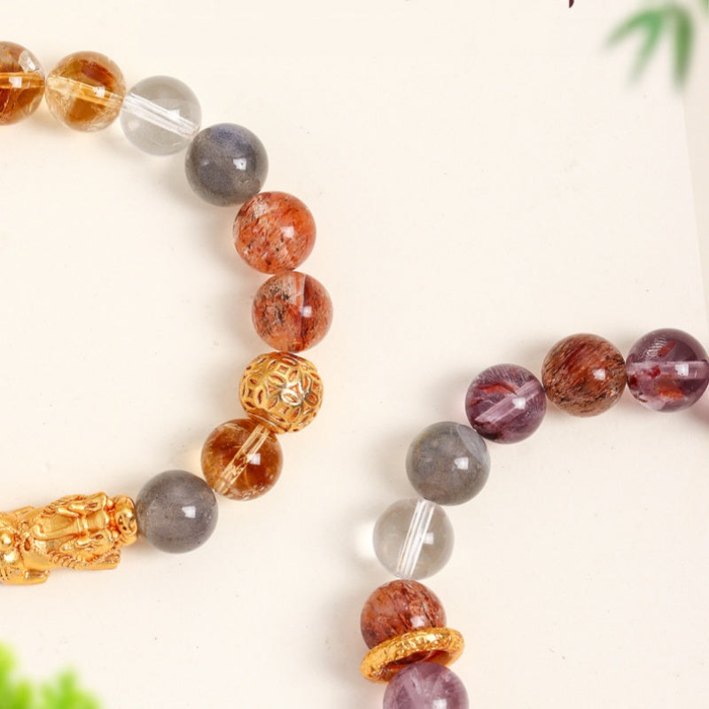 Amethyst & Citrine Pixiu Bracelet-Gathered Fortune