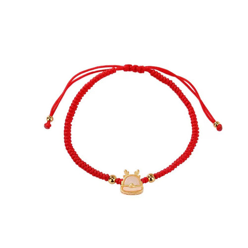 Dragon Red String Bracelet-White Jade