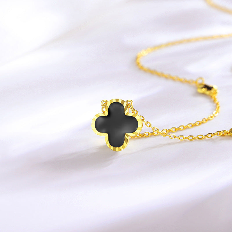 Four-Leaf Clover Gilded Silver Necklace-Grace and Fortune
