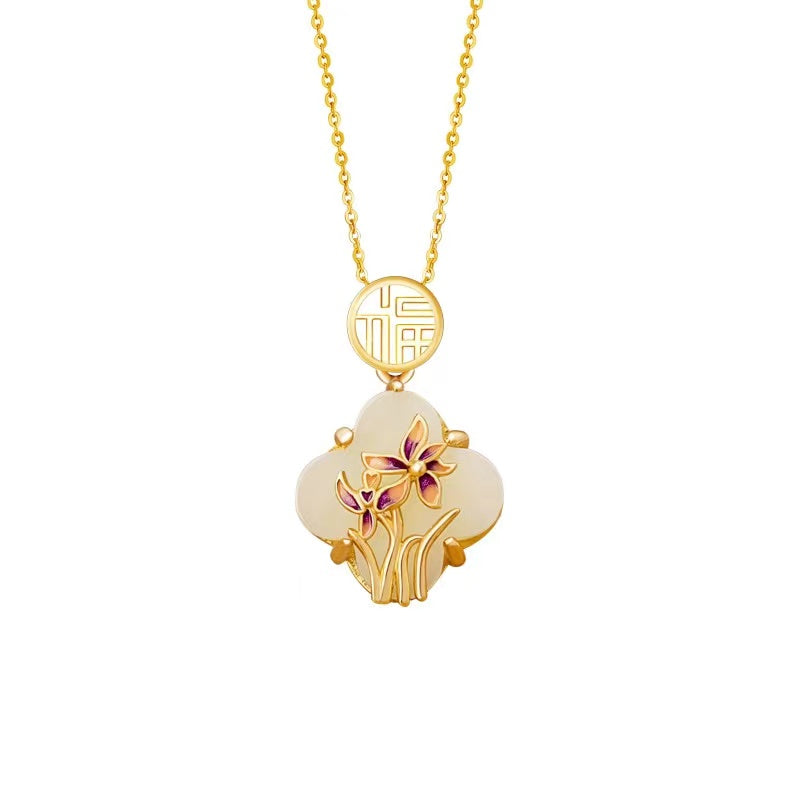 Orchid Blessing Jade Necklace – Good Luck & Elegant Harmony