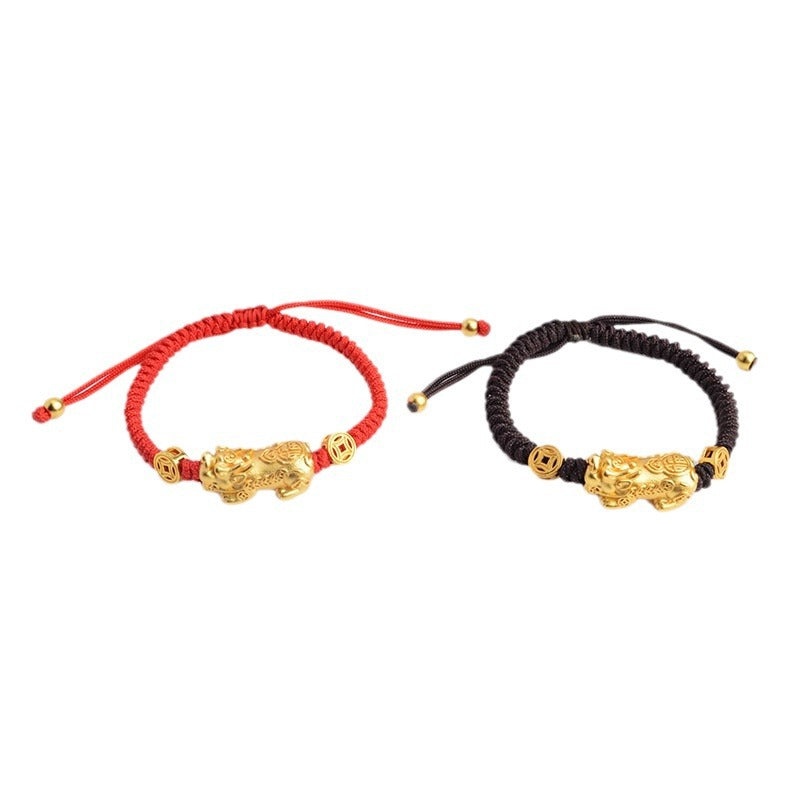 Golden Fortune-Pixiu Braided Cord Bracelet