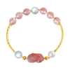 Strawberry Quartz Pixiu & Moonstone Bracelet–Fortune, Love & Emotional Harmony