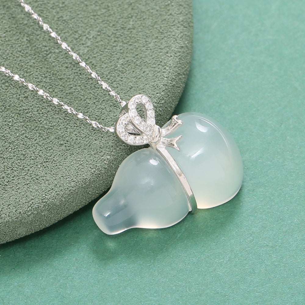 Calm Harmony-Gourd Chalcedony 925 Sterling Silver Pendant
