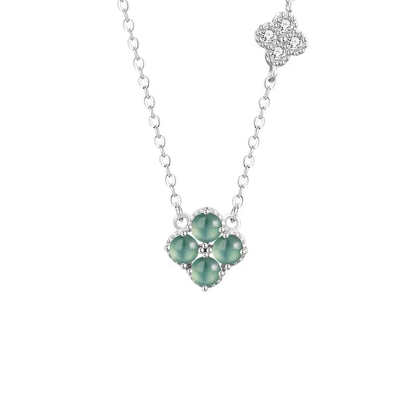 Four Leaf Clover Ice Jade Necklace-Faith & Hope
