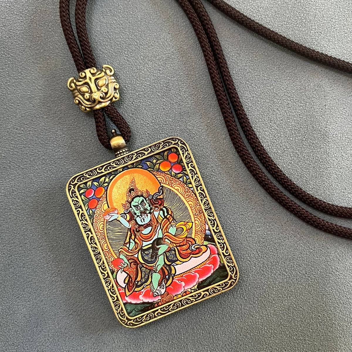 Five Jambhala Thangka Pendant Necklace-Five Paths of Abundance