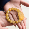 Wealth Guarding Pixiu Golden Silk Jade Bracelet