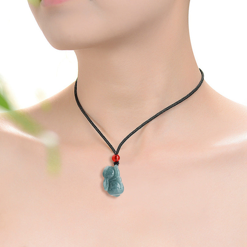 Gentle Fortune Jade Rabbit Pendant Necklace