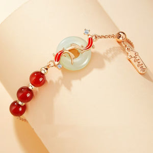 Red Agate Koi Fish Jade Bracelet-Good Fortune and Prosperity