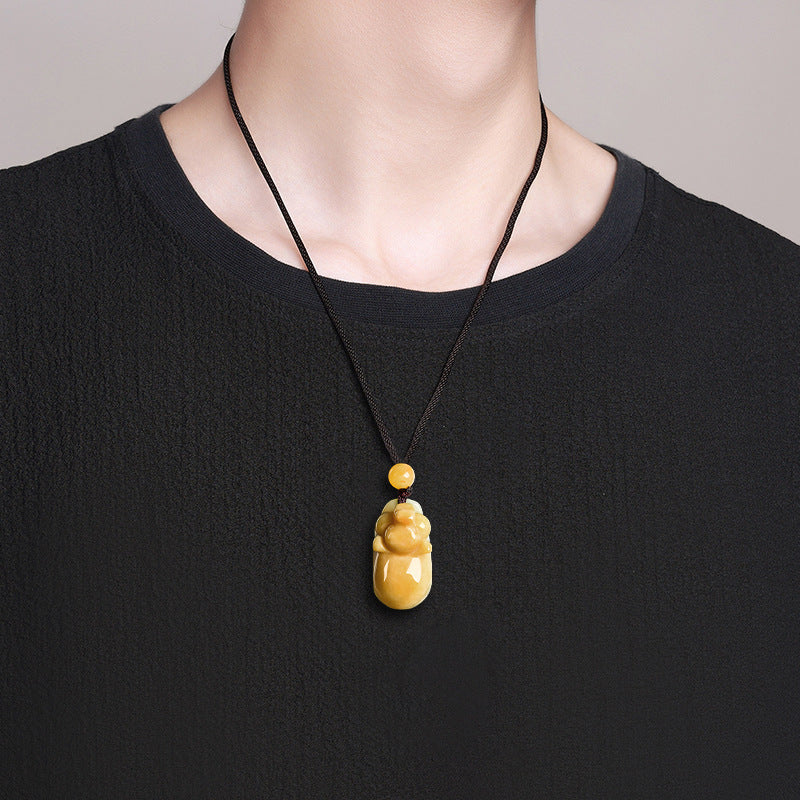 Fortune Blessing Golden Pig Jade Pendant Necklace– Symbol of Abundance & Joy