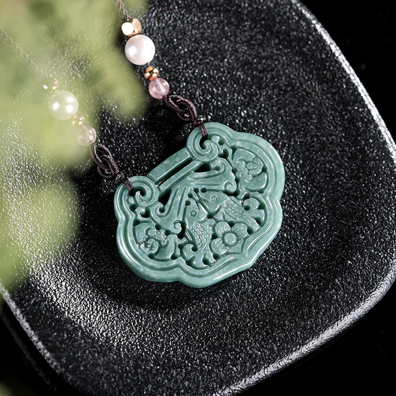 Abundant Fortune Koi Jade Pendant – Prosperity, Harmony & Continuous Wealth
