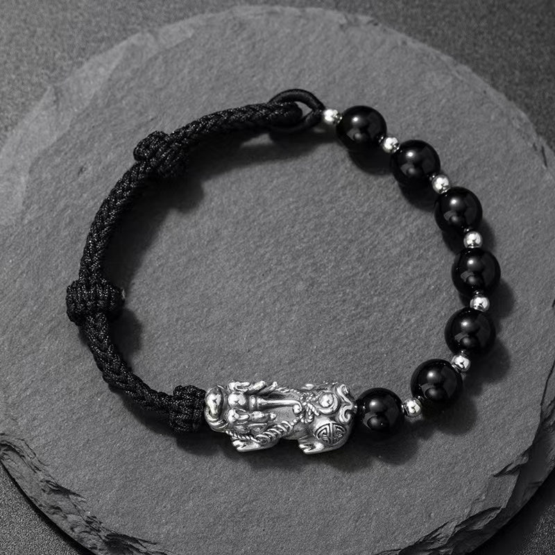 Men`s Obsidian Pixiu Bracelet-Attract Luck