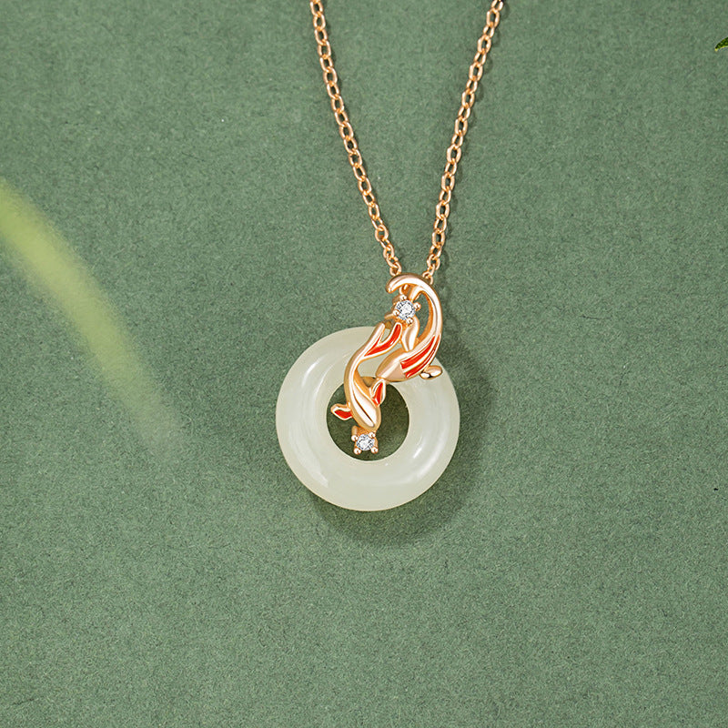 Hope in Every Turn-Koi Fish Nephrite Jade Necklace