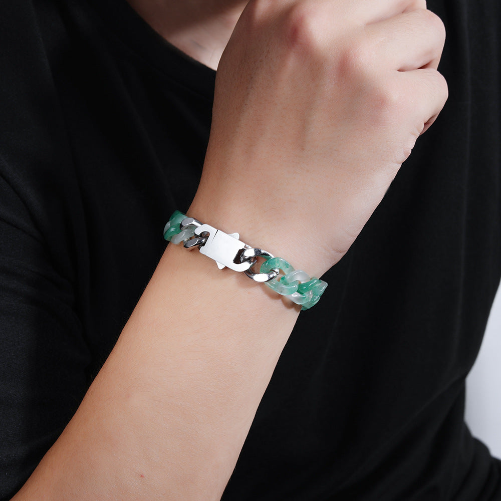 Green Jadeite Cuban Link Bracelet-Quiet Confidence