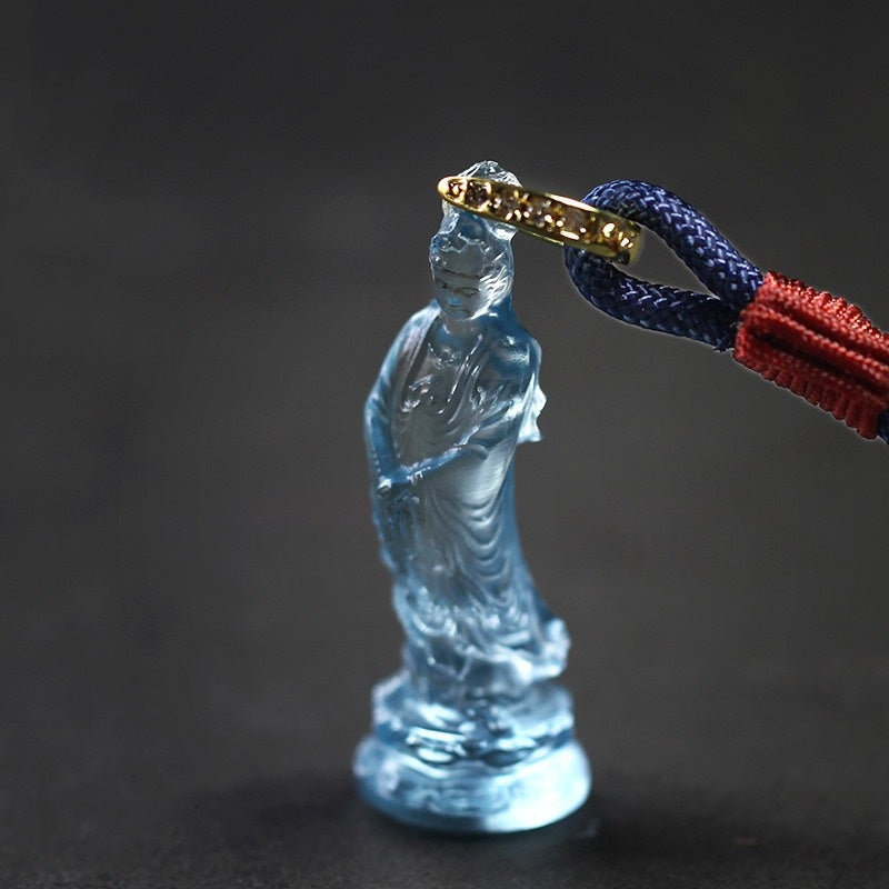 Zen Grace Hand-Carved Liuli Guanyin Pendant - Spiritual Protection Series