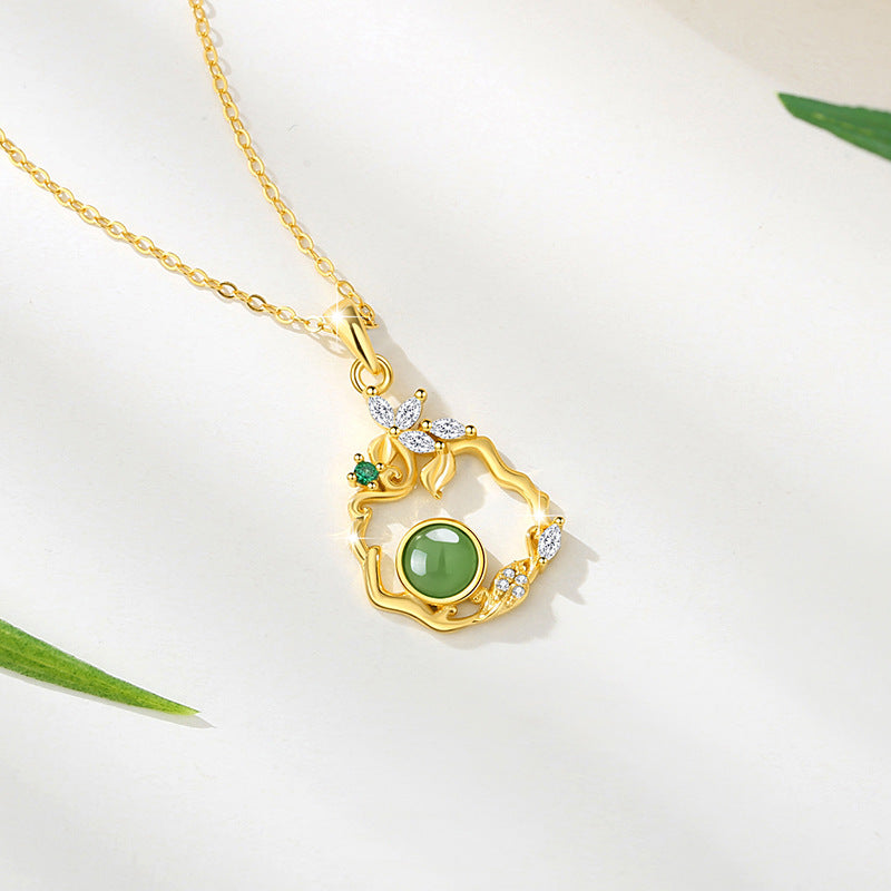 Floral Nephrite Jade Necklace-Beauty & Wholeness