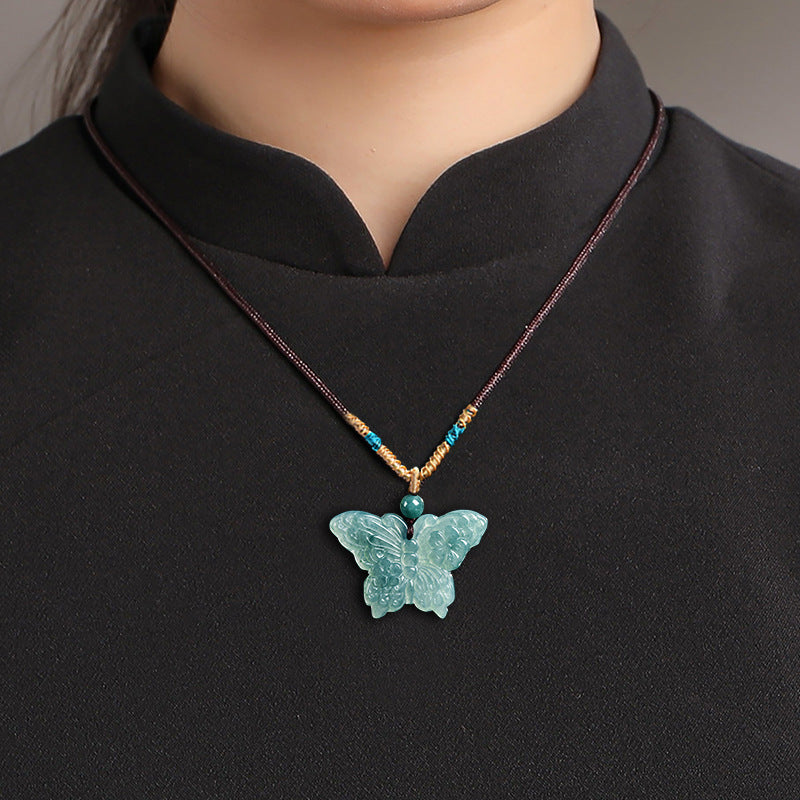 Love Blessing Butterfly Jade Pendant Necklace– Symbol of Longevity & Eternal Love