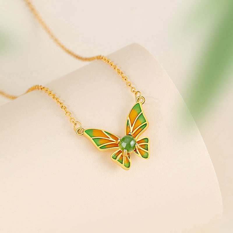 Butterfly Nephrite Jade Necklace-Gentle Transformation