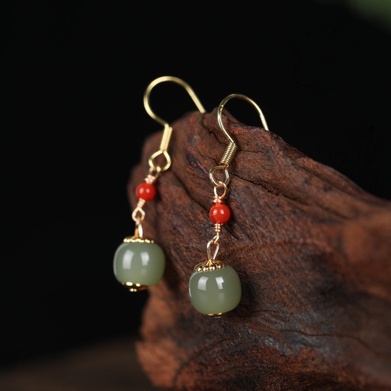 Nephrite Jade Drop Earrings-Gentle Serenity