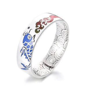 Sterling Silver Koi Fish Enamel Ring-Luck Prosperity