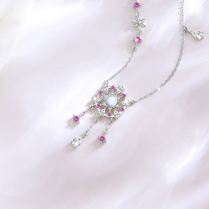Pink Dreamcatcher Sterling Silver Necklace-Sweet Dreams and Fortune