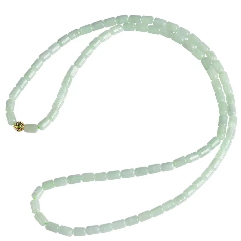 Mala Prayer Barrel Beads Jadeite Necklace-Inner Peace