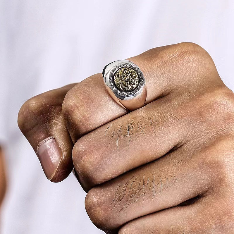 Pixiu Men Silver Ring-Wealth+Protection