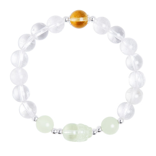 Lucky Jade Pixiu White Crystal Bracelet-Charm for Fortune & Prosperity