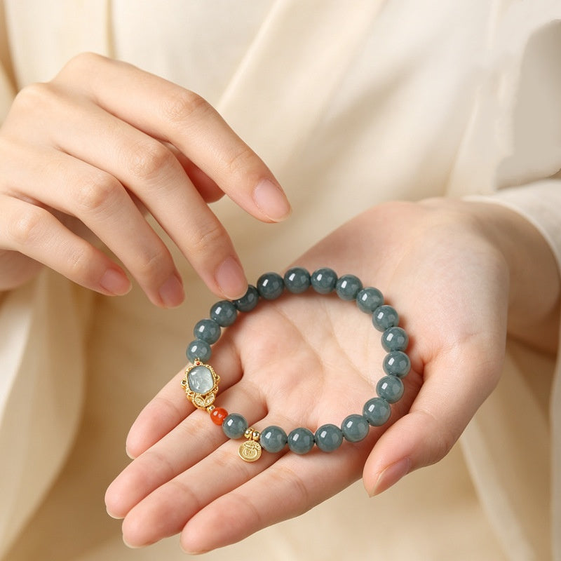 Blue Water Jadeite Pixiu Bracelet-Forward Intention