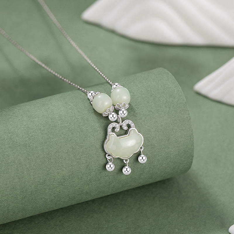 Wishes for Peace-Ruyi Lock Nephrite Jade Necklace
