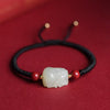 Hetian Jade Pixiu Hand-Woven String Couple Bracelet-Protection and Wealth