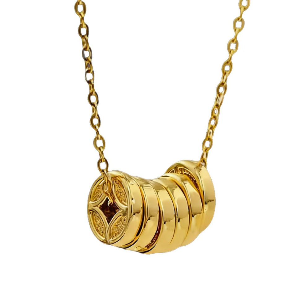 Prosperity Flow Coin Pendant Gold-Plated Silver Necklace