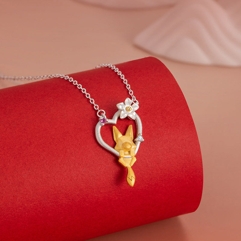 Fox Heart Shell S925 Sterling Silver Necklace-Grace and Affection
