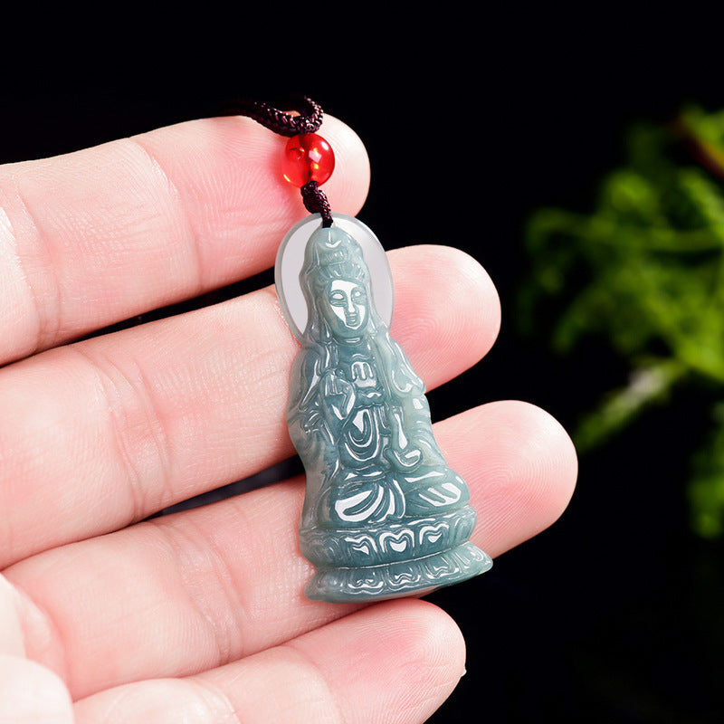 Serene Acceptance Jade Guanyin Pendant Necklace