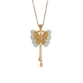 Nephrite Jade Butterfly Gold-Plated S925 Silver Necklace-Gentle Renewal