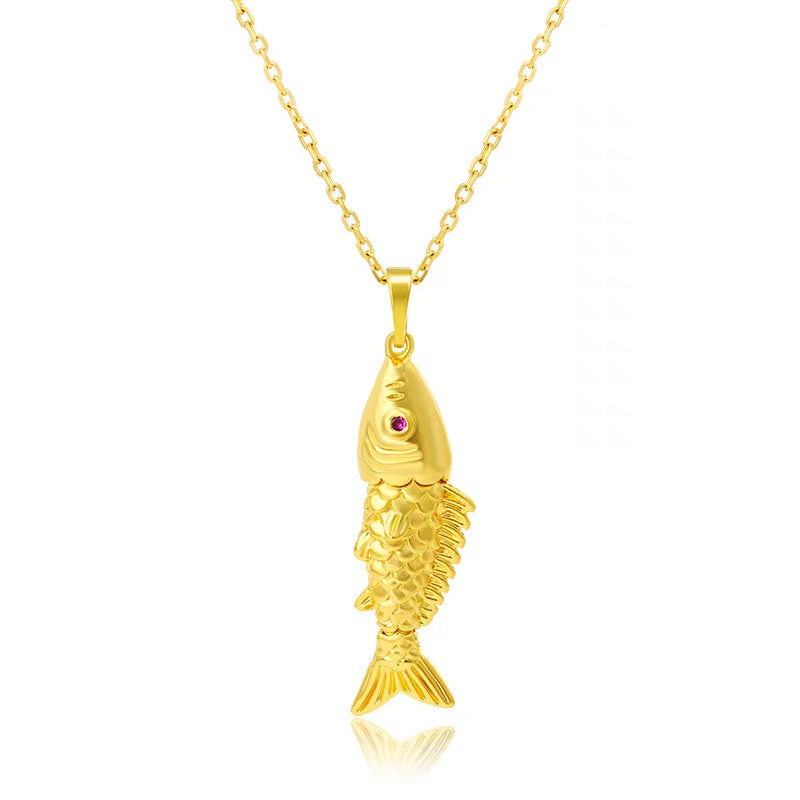 Golden Koi Fish Pendant Necklace-Fengshui Wealth Charm