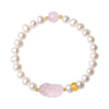 Rose Quartz Pixiu Bracelet with Pearls – 925 Silver Fortune & Peace Charm