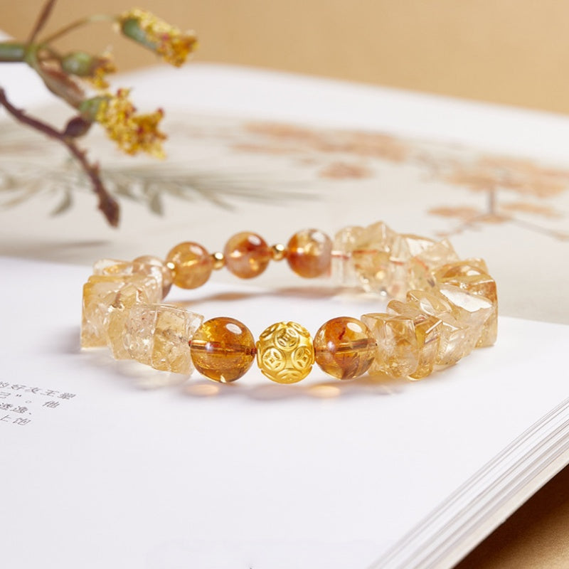 999 Silver Coin Yellow Tower Quartz Bracelet-Golden Shimmer