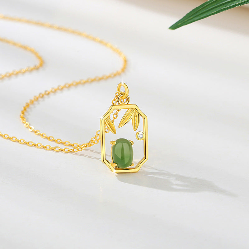 Leaf Nephrite Jade Necklace-Peace and Joy