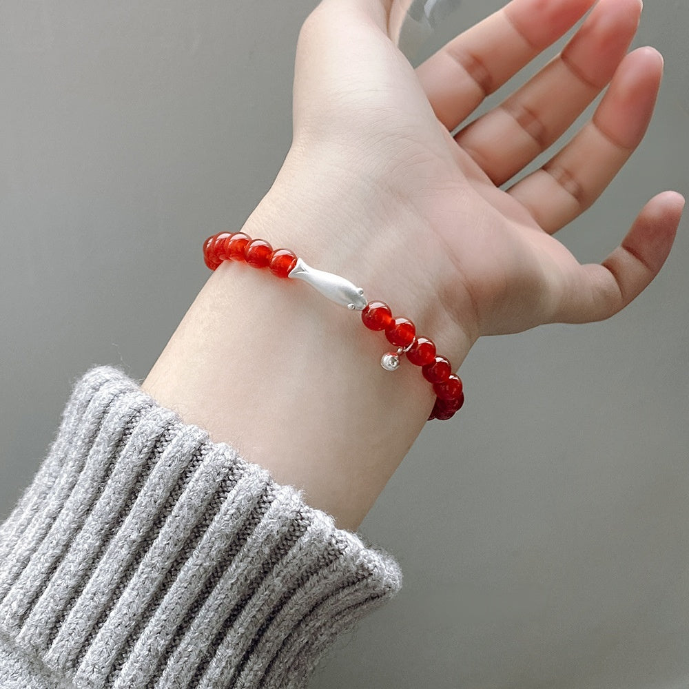 Keep Moving Forward-Koi Fish Red Agate Bracelet with S990 Silver