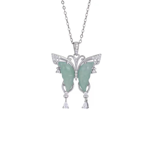 Natural Ice Jade Butterfly Necklace-Peace and Harmony