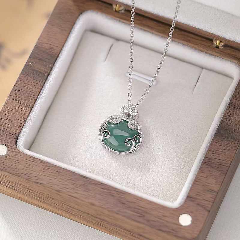 Blue Ice Jade Peace Knot Necklace-Harmony&Protection