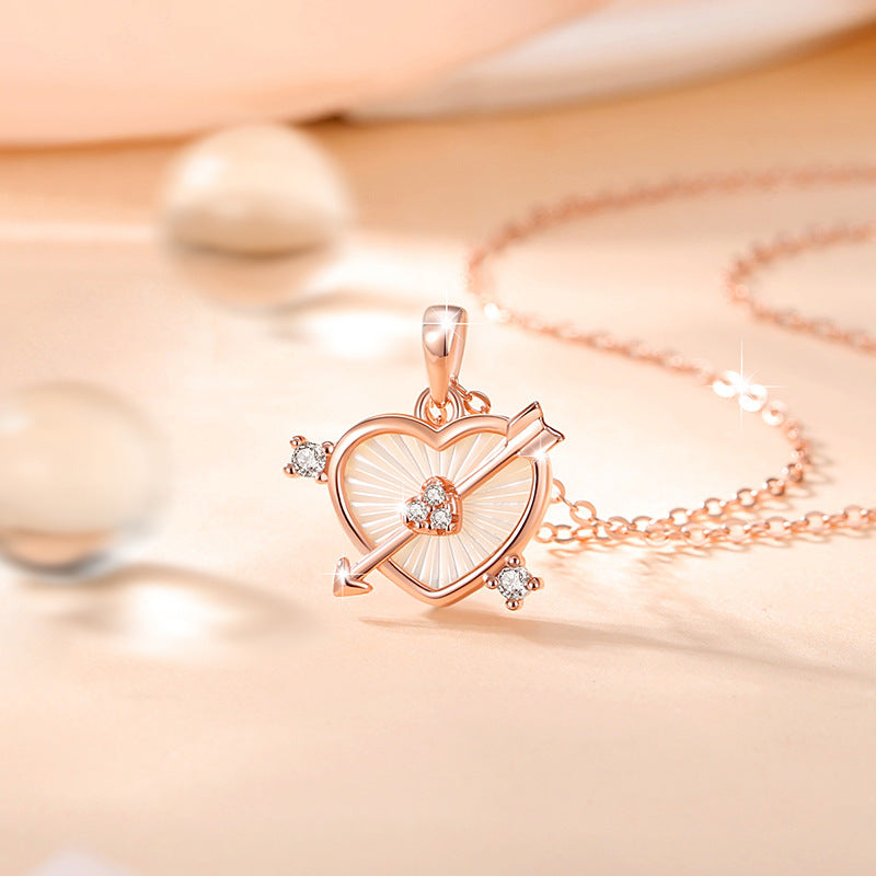 Heart & Arrow Mother of Pearl Necklace-Love That Stays