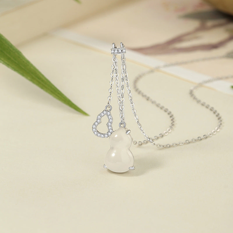 Double Gourd Chalcedony Tassel Necklace-Fortune and Prosperity