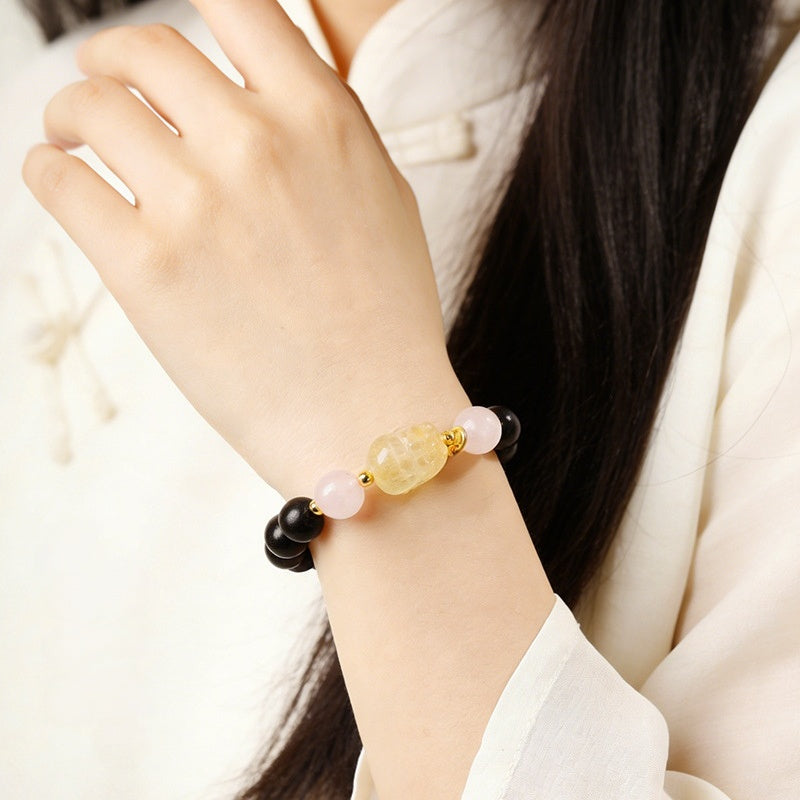 Citrine Pixiu Sandalwood Bracelet-Fortune in Motion